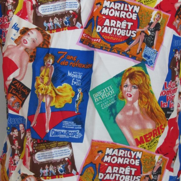 RARE Bespoke Shirt with Marilyn Monroe Brigitte Bardot French Movie Titles Sz M - Picture 14 of 15